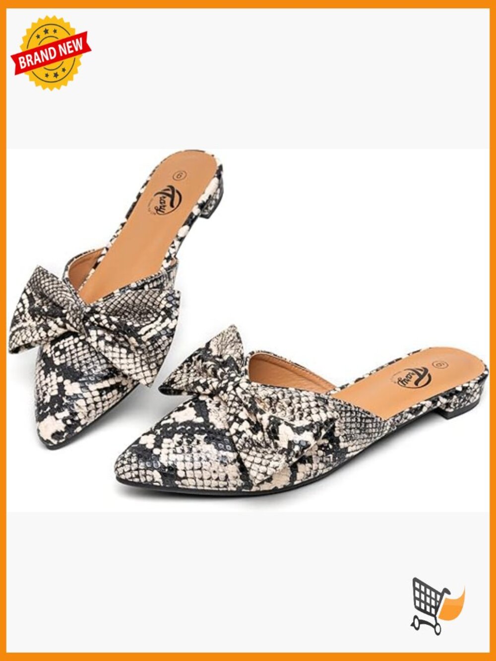 Black Bow Pointed Toe Mules, Women's Slip On Flats, Cushioned Sole